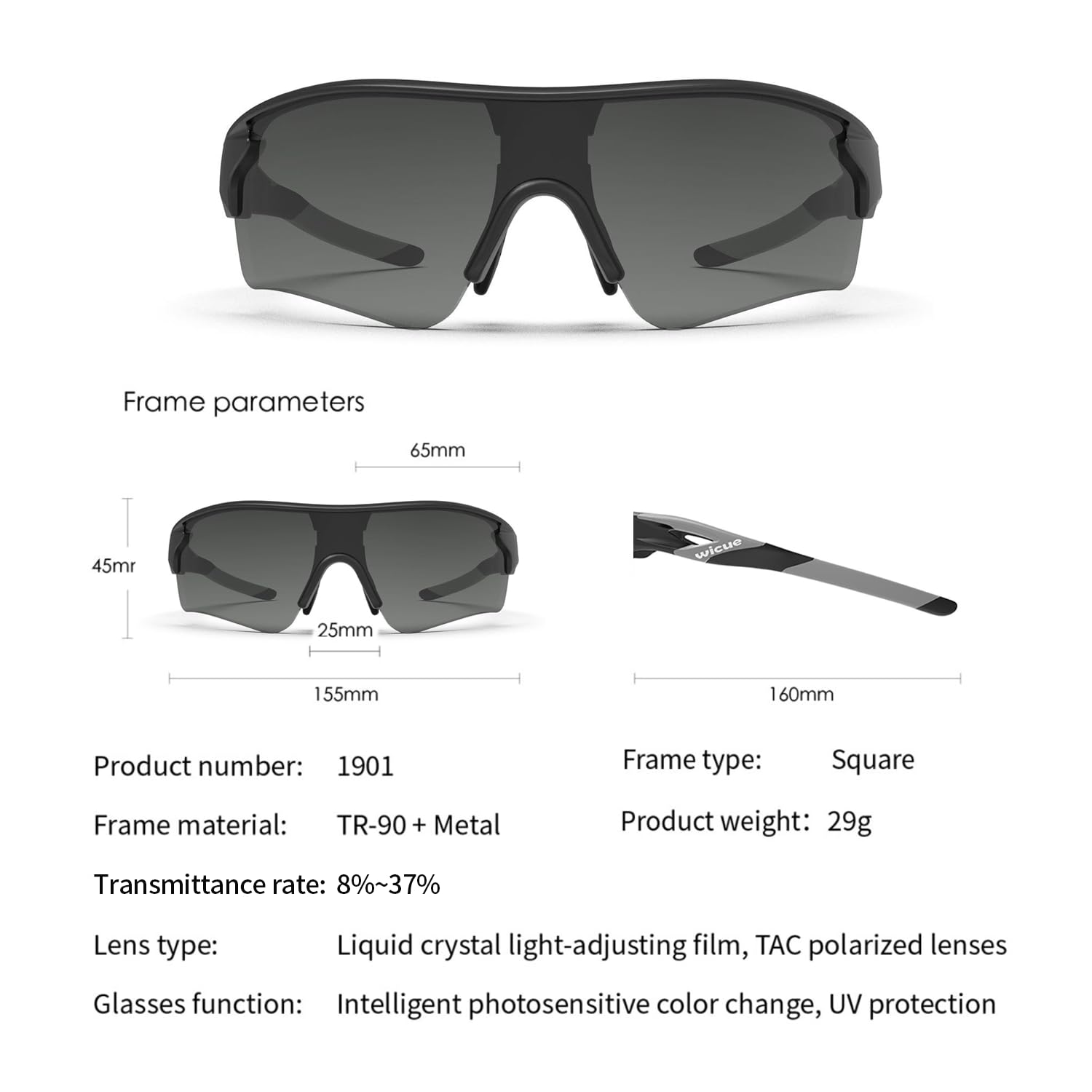 0.1s Photochromic Sunglasses Sports Polarized Sunglasses for Men and Women 100% UV Protecion Safety Sunglasses for Cycling Mounting Running Driving Biking