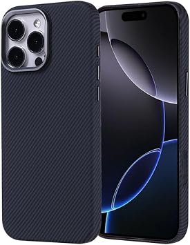 iPhone 16 Pro Max K l f Magsafe  le Uyumlu  arj  zellikli Karbon Fiber G r n ml  Nekst Kapak Siyah
