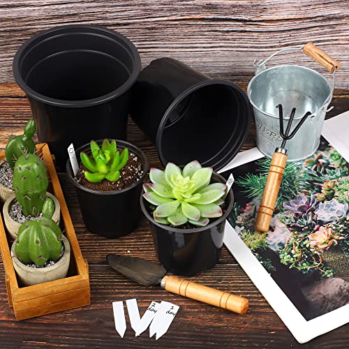 Hahood 60 Pack 3.5 4 5 6 Inch Plastic Plants Nursery Pots Variety Pack Plants Flower Pots With Drainage Holes Seed Starting Pots For Seedlings Vegetables Succulents Indoors Outdoors, Black #TOP3