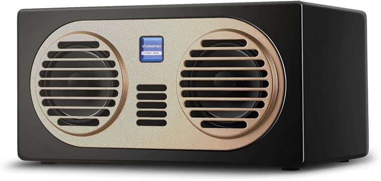 STUDIOFINIX Bluetooth Speakers Wireless Home Audio Speaker System 4 Inches 100W Wooden Retro Bookshelf Speakers with Bluetooth for Home, Party,OfficeBlack