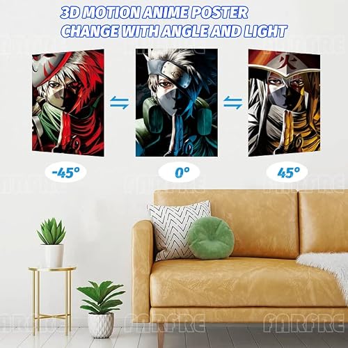 Farfre 3D Motion Anime Poster 12"×16" Japanese Anime Holographic Posters For Room Wall Decor Unframed Anime Wall Art Poster(3 In 1 Poster) #TOP1
