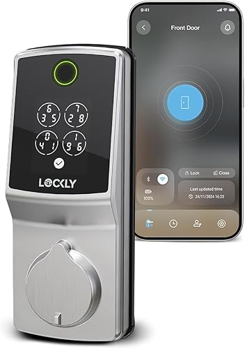 Lockly Secure Pro (última versión 2025), cerradura inteligente con Wi-Fi integrado, cerradura de puerta de huellas dactilares de nueva generación,