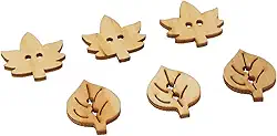Blumenthal Lansing Buttons, Pack of Wooden Leaf Shaped, For Sewing or Craft Projects, Various Shapes - Natural Wood Color