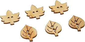 Blumenthal Lansing Buttons, Pack of Wooden Leaf Shaped, For Sewing or Craft Projects, Various Shapes - Natural Wood Color