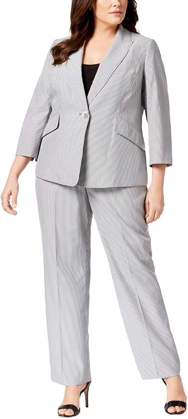 Pinstripe 1 BTN Notch Collar Pant Suit 