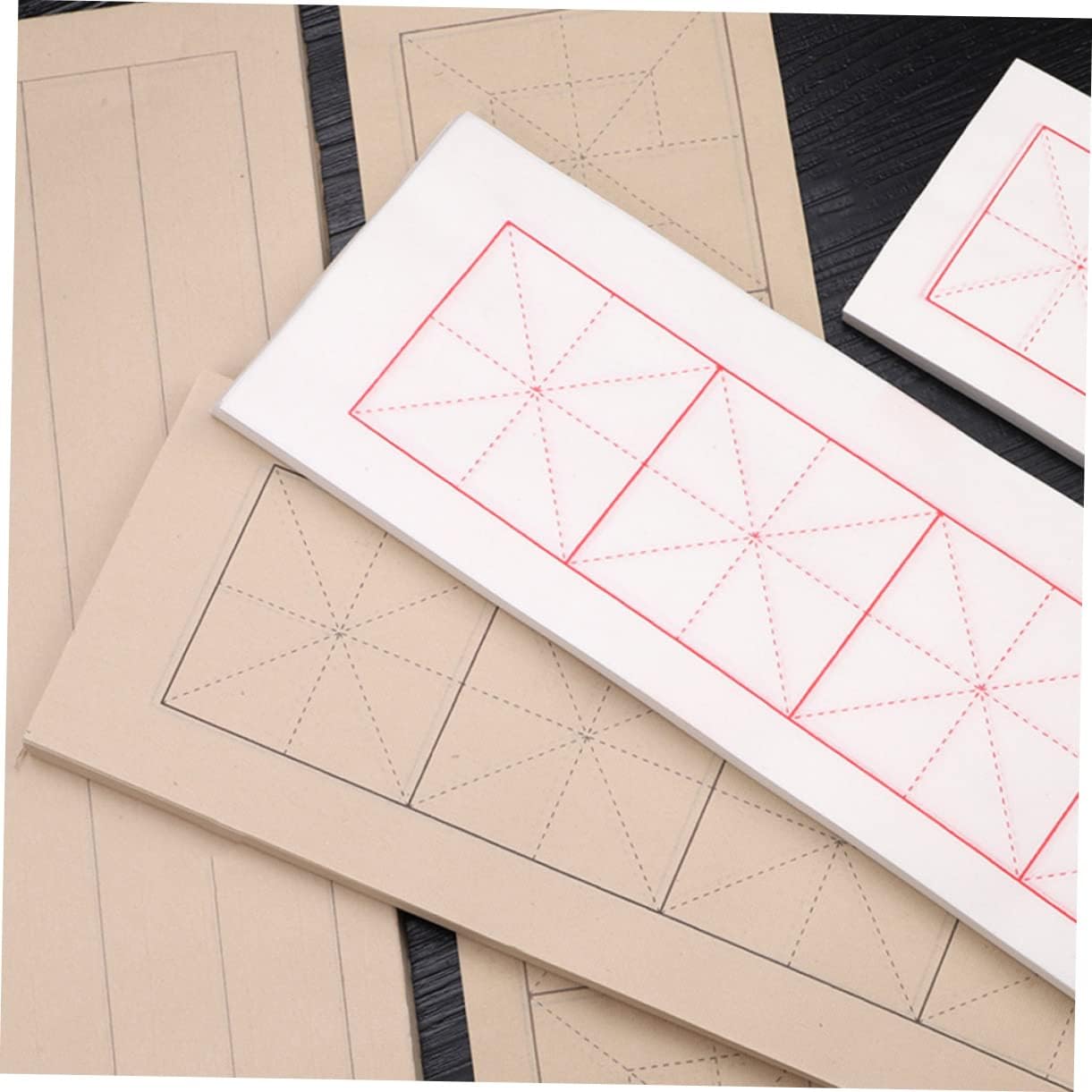 Gogogmee 100sheets Calligraphy Practice Paper Chinese Art Rice Paper for Beginners Grid Design Thickened Writing Surface for Enhanced Ink Absorption for Calligraphy and Drawing