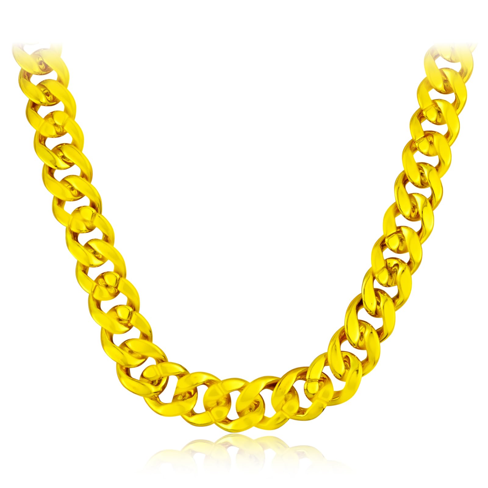 BSBUY Fake Gold Chain Fancy Dress Gangster Thick Gold Chain Necklace, 90 cm Gold Gangster Chain, Hip Hop Costume Accessories Kids Adult Chunky Gold Necklace for 80s Fancy Dress Rapper Hippie