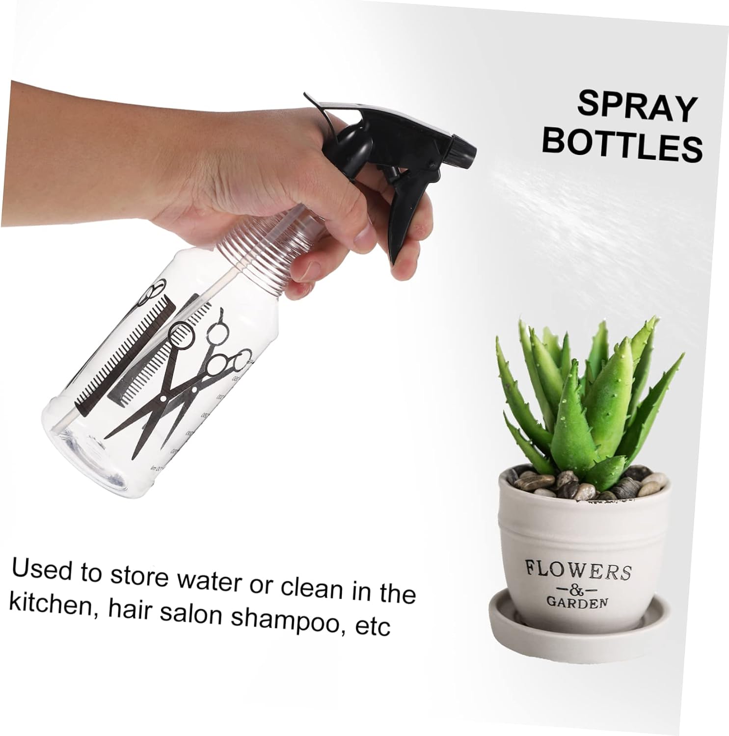 NOLITOY 2Pcs Black PET Spray Bottles for Hair and Flowers Travel Use image 4