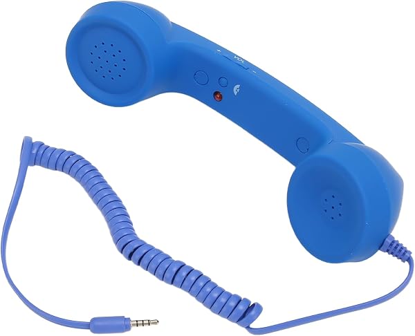 スマートフォン用 受話器 ハンドセット 調整可能な音量 3.5mmプラグ レトロ スマートフォン/パソコンに接続 (青) - 4