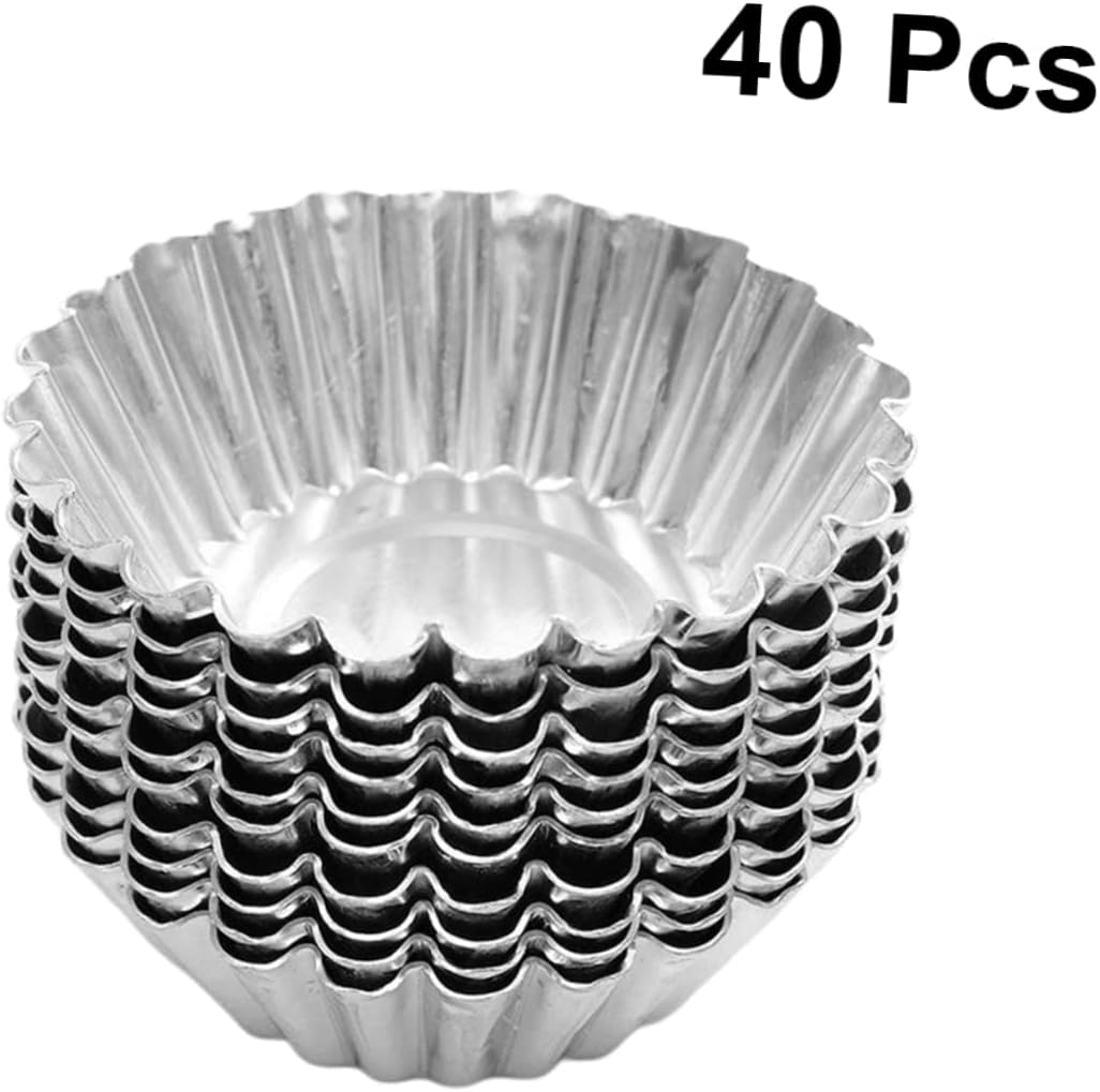 40pcs Nonstick Metal Egg Tart Mould Tart Shells Cupcake Pans Muffin Baking Cups Easy to Use Clean