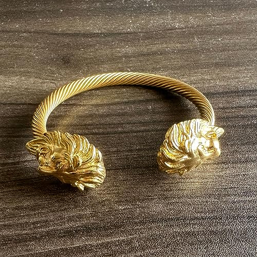 Hip Hop 18K Gold Stainless Steel Lion Head Cable Bracelet Animal Cuff Bracelet2