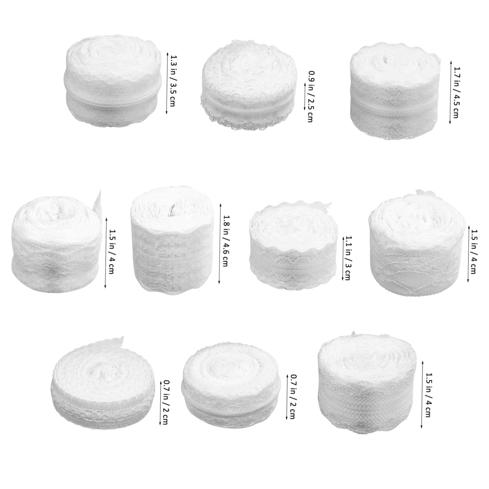 12rollos Cinta De Encaje Blanca Cintas De Encaje Para Manualidades Para Flores y Envolver Regalos