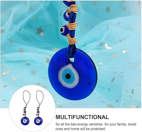 Miniatura 9 de Totority Decoración azul contra el mal de ojo 2 cuentas de mal de ojo turco hecho a mano con amuleto turco de nazar para protección del hogar