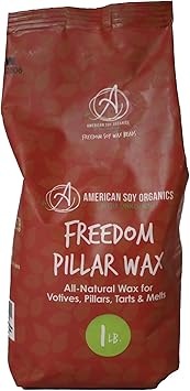American Soy Organics- 1 lb of Freedom Soy Pillar Wax Beads for Candle Making Microwavable Soybeads Premium Pillar Wax - Candle Making Supplies