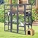 COZIWOW Large 70inches Outdoor Catio, Indoor Cat Cage House with Waterproof Roof, 5 Perches & 2 Condos, Spacious Wooden Cat Enclosure for 2-3 Cats, Stable & Breathable (Grey)