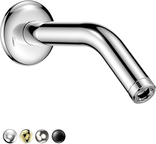 HOPOPRO NBC News - Brazo de ducha moderno de 6 pulgadas hecho de acero inoxidable con brida y cinta de teflón