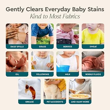 Puracy Stain Remover, Travel and Laundry Stain Cleaner for Clothes, Baby Essentials, Kids Stains, Oil and Fabric Spot Cleaner (Baby Stain Remover Spray, 16 fl oz)