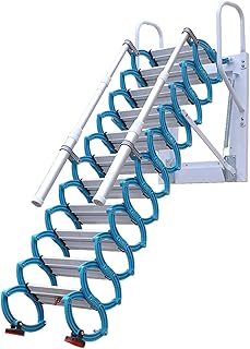 Attic Access Ladder Attic Extension Loft Ladder Home Telescoping Ladder Wall Stairs with Telescoping Armrests Non-Slip Steps Collapsible Pulling Down Household Attic Ladder