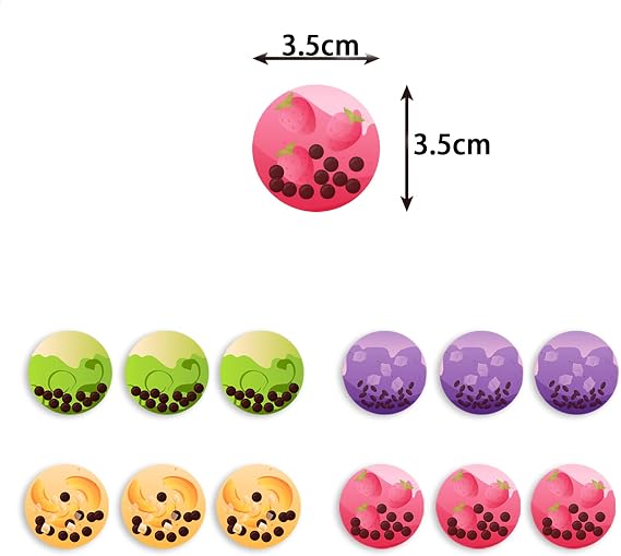 12-Pack Boba Tea Party Bags With Stickers - Boba Tea Birthday Party Supplies