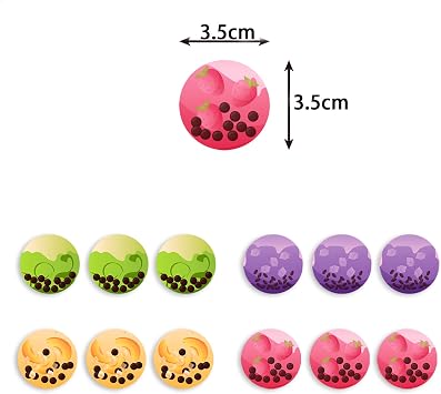 12-Pack Boba Tea Party Bags With Stickers - Boba Tea Birthday Party Supplies