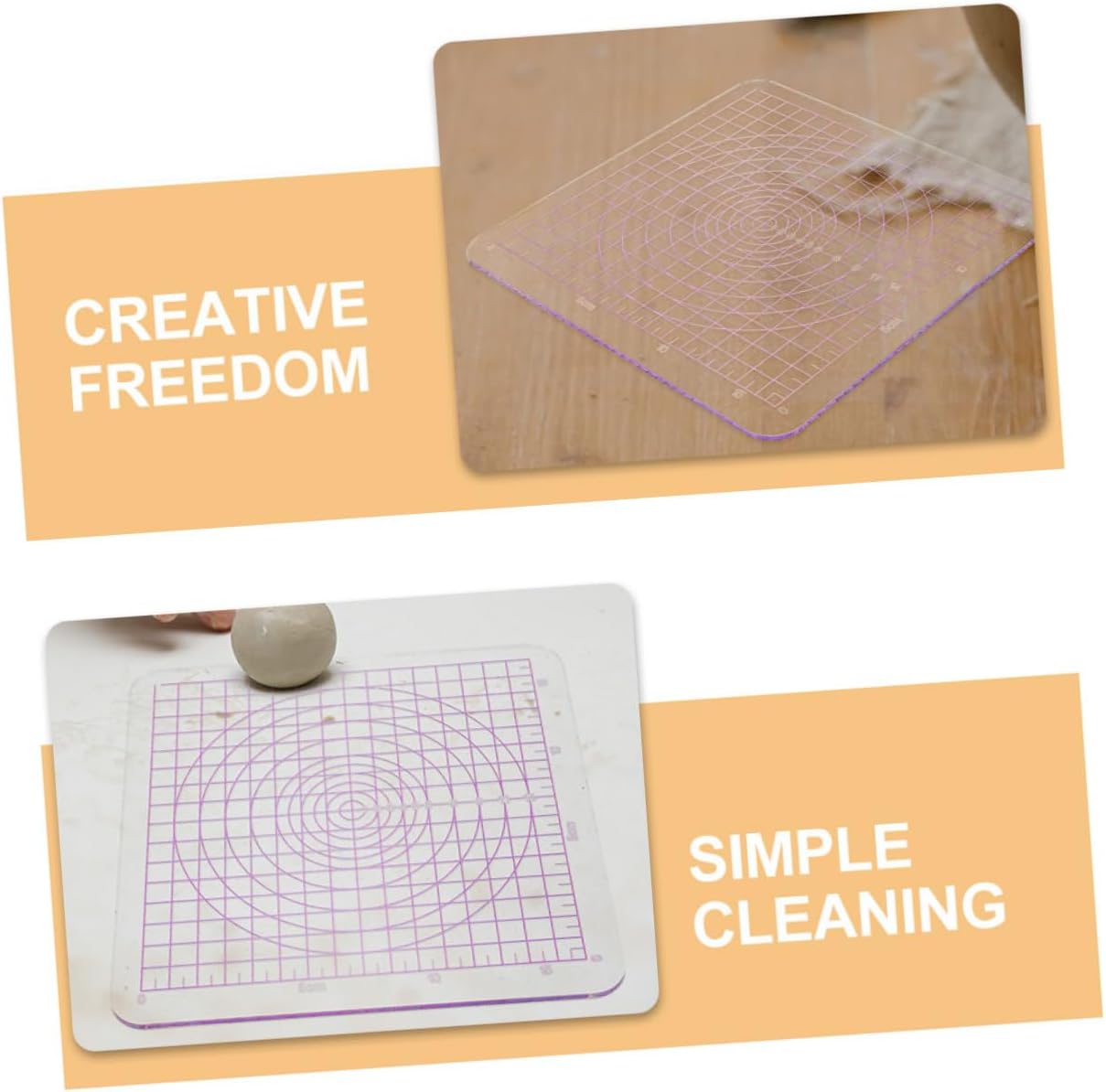 KONTONTY Round Corner Clay Board 2pcs Acrylic Sheets Clay Modelling Homes Art Projects