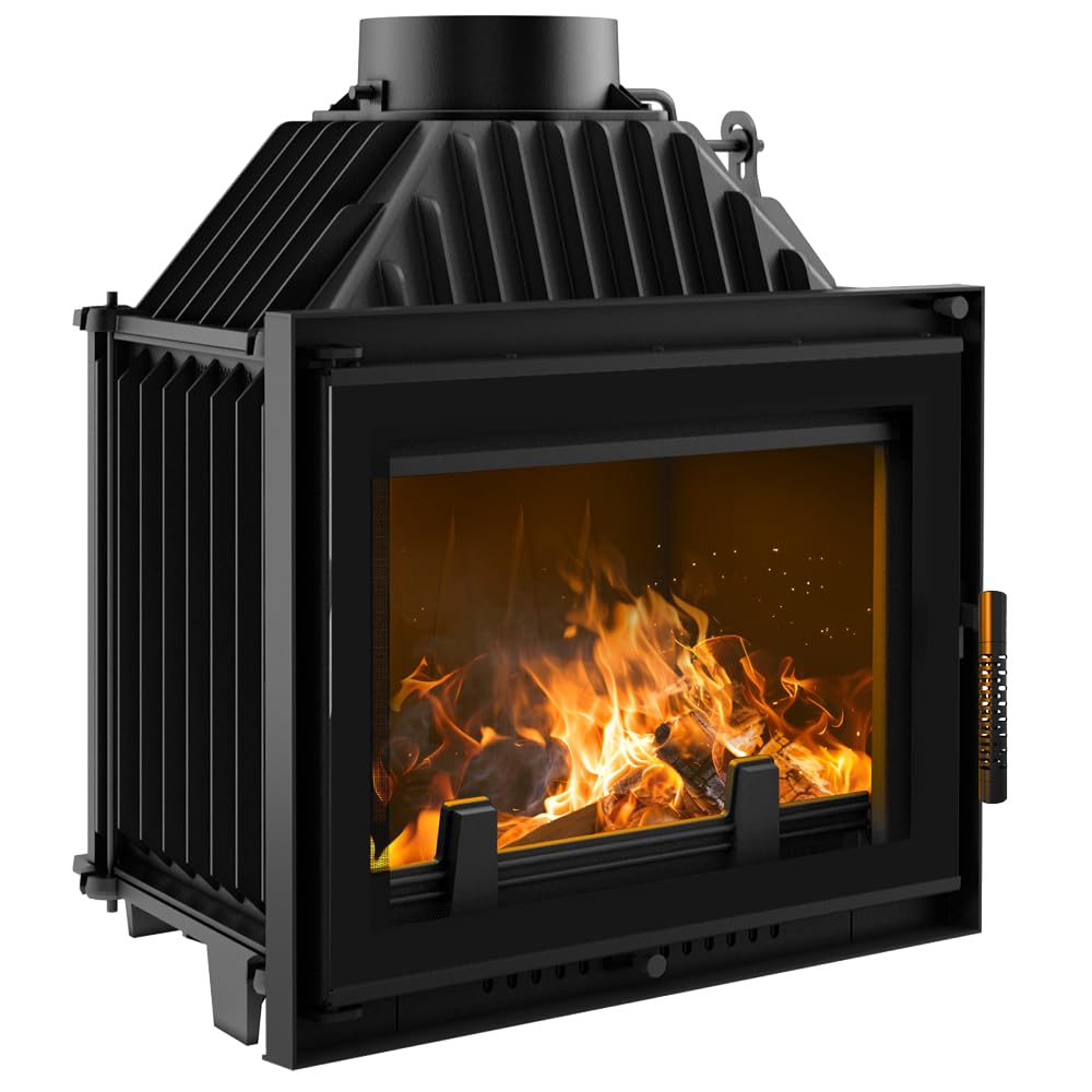 KRATKI Inserto per camino in ghisa a legna MAJA 8 kW Ø180 frontale A stufa | Ghisa nero, efficienza 80,1%, classe A. Ecodesign, BImSchV 2.; combustione efficiente; basse emissioni; calore uniforme