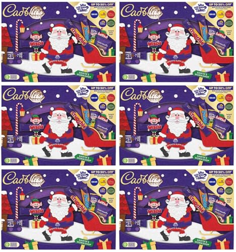 Image of 6 x New Cad Selection Box Christmas Eve Box Fillers 125g - Medium Selection Boxes Christmas Chocolates For Kids - Stocking Fillers For Everyone