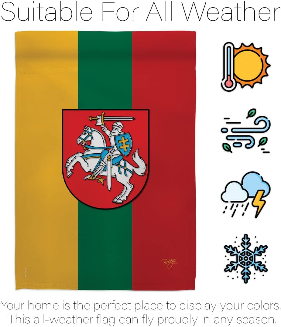 Breeze Decor Lithuania Garden Flag - Regional Nationality Nation International World Country Particular Area - House Decoration Banner Small Yard Gift Double-Sided Made in USA 13 X 18.5