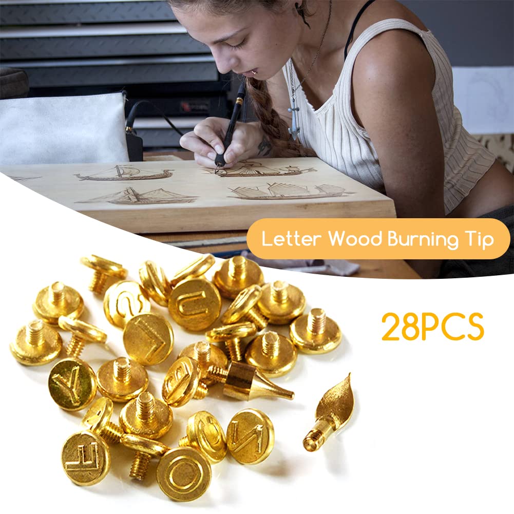 Produktbild von Holzbrennspitzen Buchstaben, Holzverbrennung Alphabet Vorlage Zum Prägen Und Schnitzen Handwerk