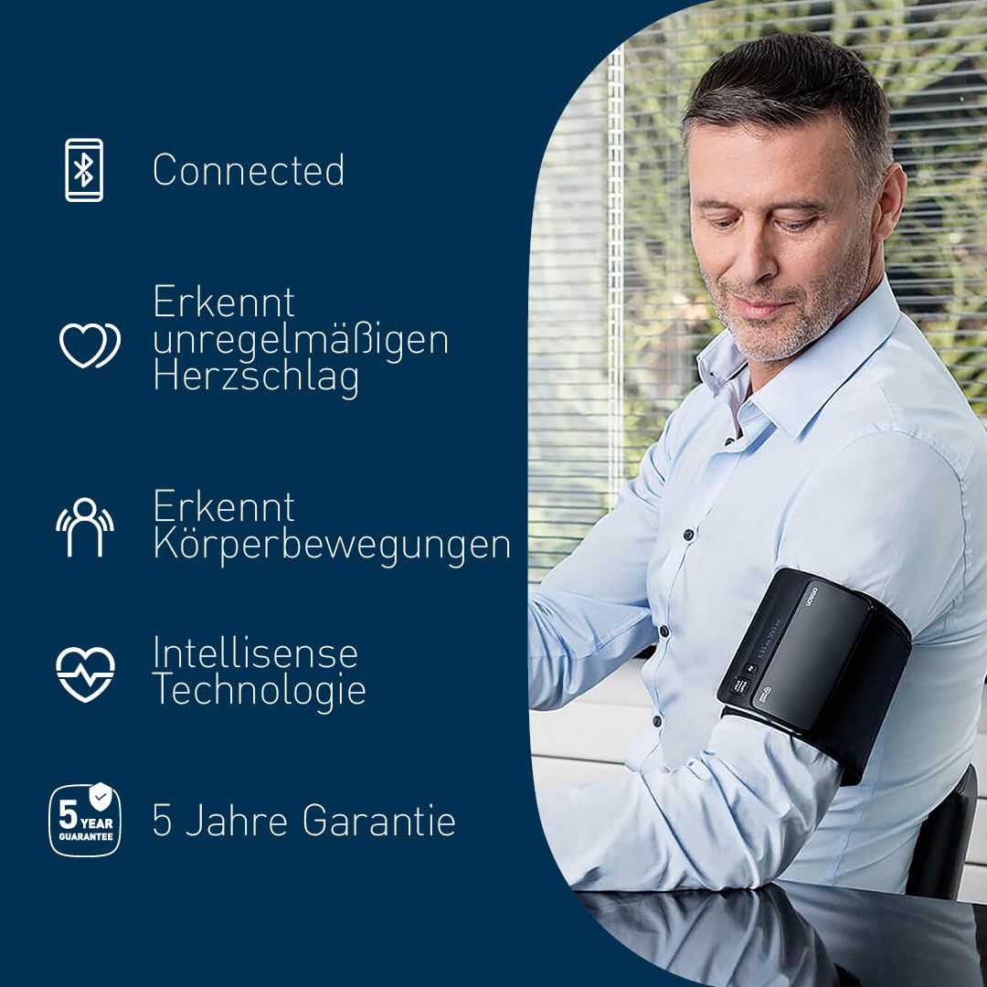 OMRON EVOLV Automatisches Oberarm-Blutdruckmessgerät ohne Kabel, klinisch validiert, auch für Schwangere, mit kostenloser Gesundheits-App
