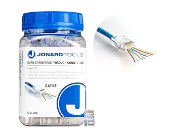 Jonard Tools 100 Pack RJ45 Passthrough Connectors for CAT5/CAT5e Ethernet Cable (RJ45-5100)