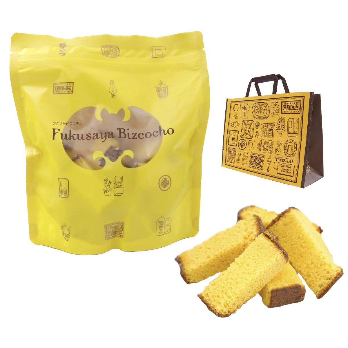 Amazon.co.jp: 紙袋付き 福砂屋 ビスコチョ 100g カステラ かすてら お