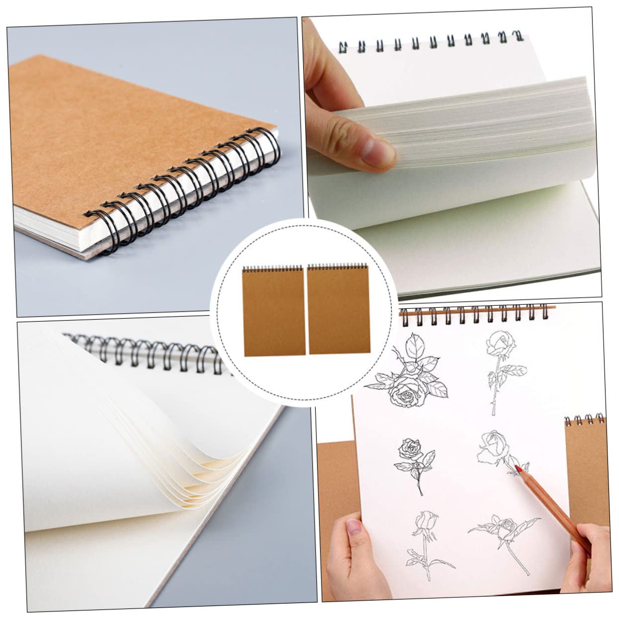 Skizzenbuch Braun aus Papier 2 Stück für Zeichnen, A4