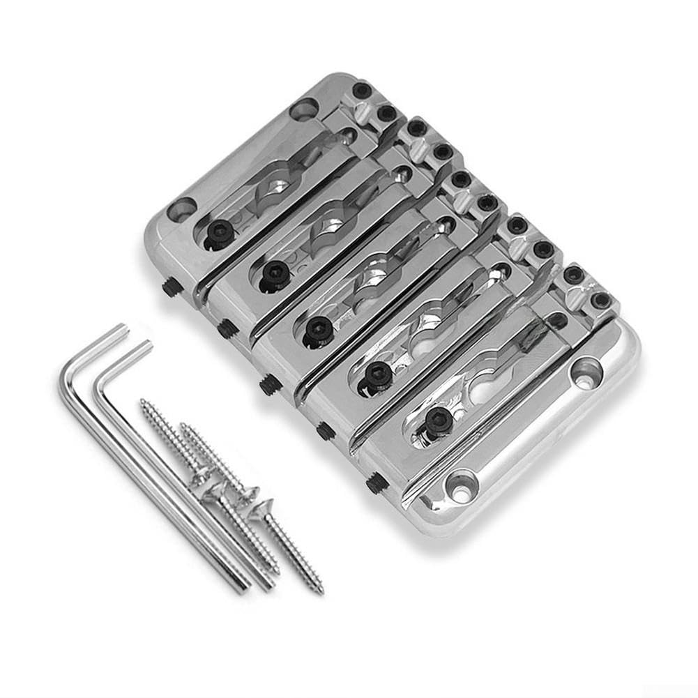 5-Saiten Bassbrücke Durchgehend Metall Schwarz 15mm Abstand(Silver)
