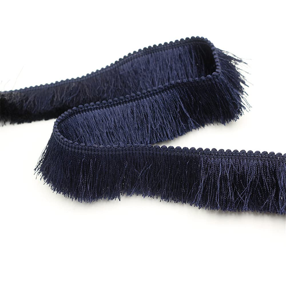 9 Meters 2.8cm Fringe Tassel Trim Fringe Trim Macrame Tassel Ribbon Cotton Tassel Fringe Lace Edging Trim Ribbon Lace Trim Fabric for Clothes Curtain Blanket Hammock Umbrella Decor Sewing (Navy Blue)