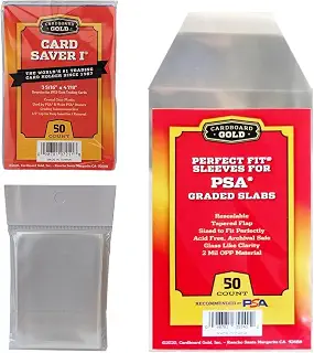【PSA鑑定スリーブ付きセット】Cardboard Gold 正規品Card Saver1 カードセーバー1+PSA鑑定品専用パーフェクトフィットスリーブ+カードスリーブ(66mm X 92mm)の50枚セット