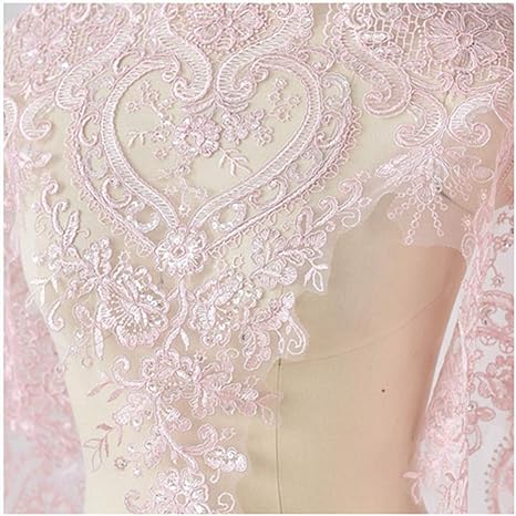 Amazon フローラル レース スパンコール刺繍生地 素材diyドレス用 ヤードが販売 ピンク レース 通販