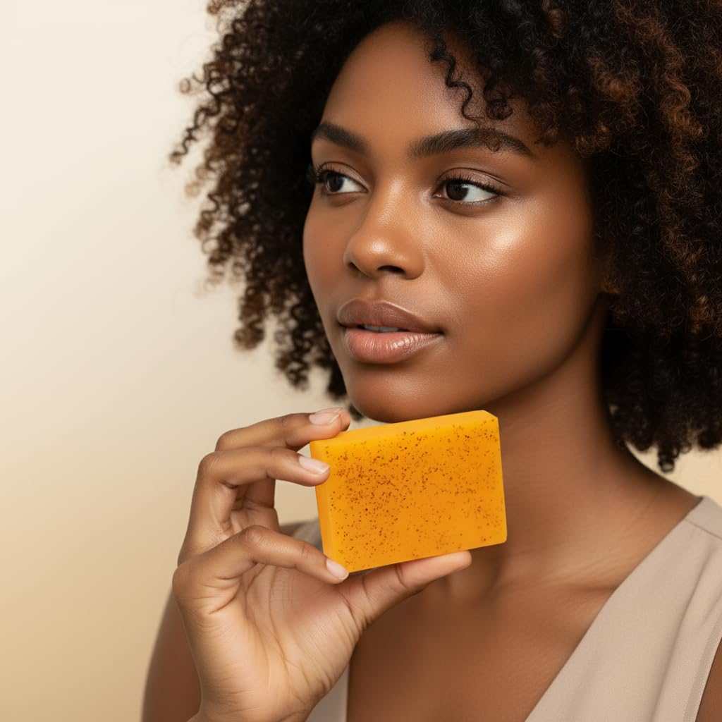 Turmeric Kojic Acid Soap – Hand-made Soap, Dark Spot Remover for Face & Body, Skin Brightening, Even Tone, Moisturizing with Collagen, Retinol, Vitamin E, Shea Butter & Hyaluronic Acid – 2 Bars - Image 7