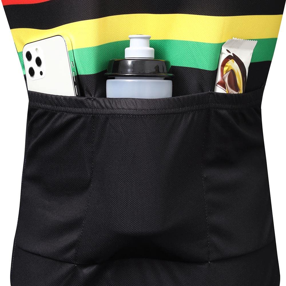 Radtrikot Set Herren Fahrradtrikot, Langarm Set mit 20D-Gel-gepolsterten Langarm Trägerhose Radhose, Atmungsaktiv Elastische Schnell Trocknend Fahrradbekleidung Set für Radfahren MTB