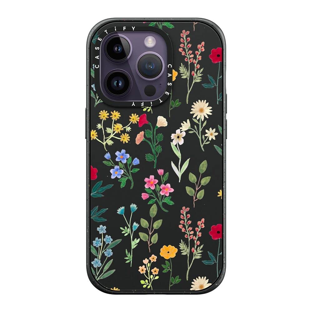 Coque iPhone 14 Pro MagSafe CASETiFY Spring Botanicals Noir mat - 8