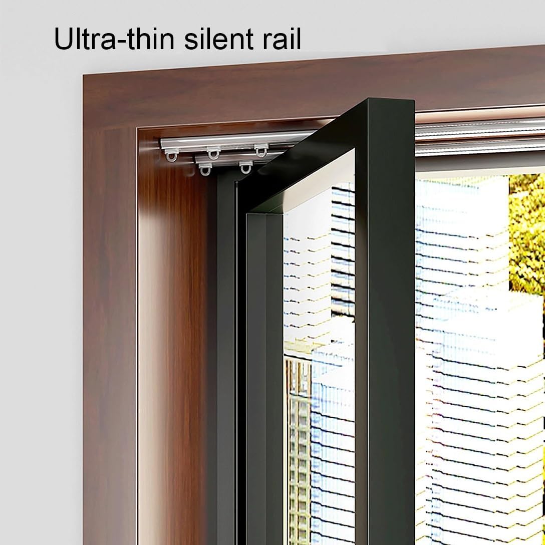 Track Curtain System 7.1mm Thin for Inward-Opening Window, Ceiling Curtain Track Set with Rollers, Aluminum Alloy Silence Curtain Rails 1.0m 2.0m 3.0m 4.0m 5.0m 6.0m(Champagne,130cm/4.26FT)