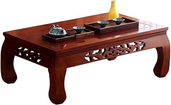 Solid Wood Tatami Tables Multifunctional Rectangular Wooden Tea Table Firm and Stable Easy to Clean Perfect for Tatami Meditation Living Room UseMahogany Color,90 * 50 * 30cm/35 * 19 * 11in