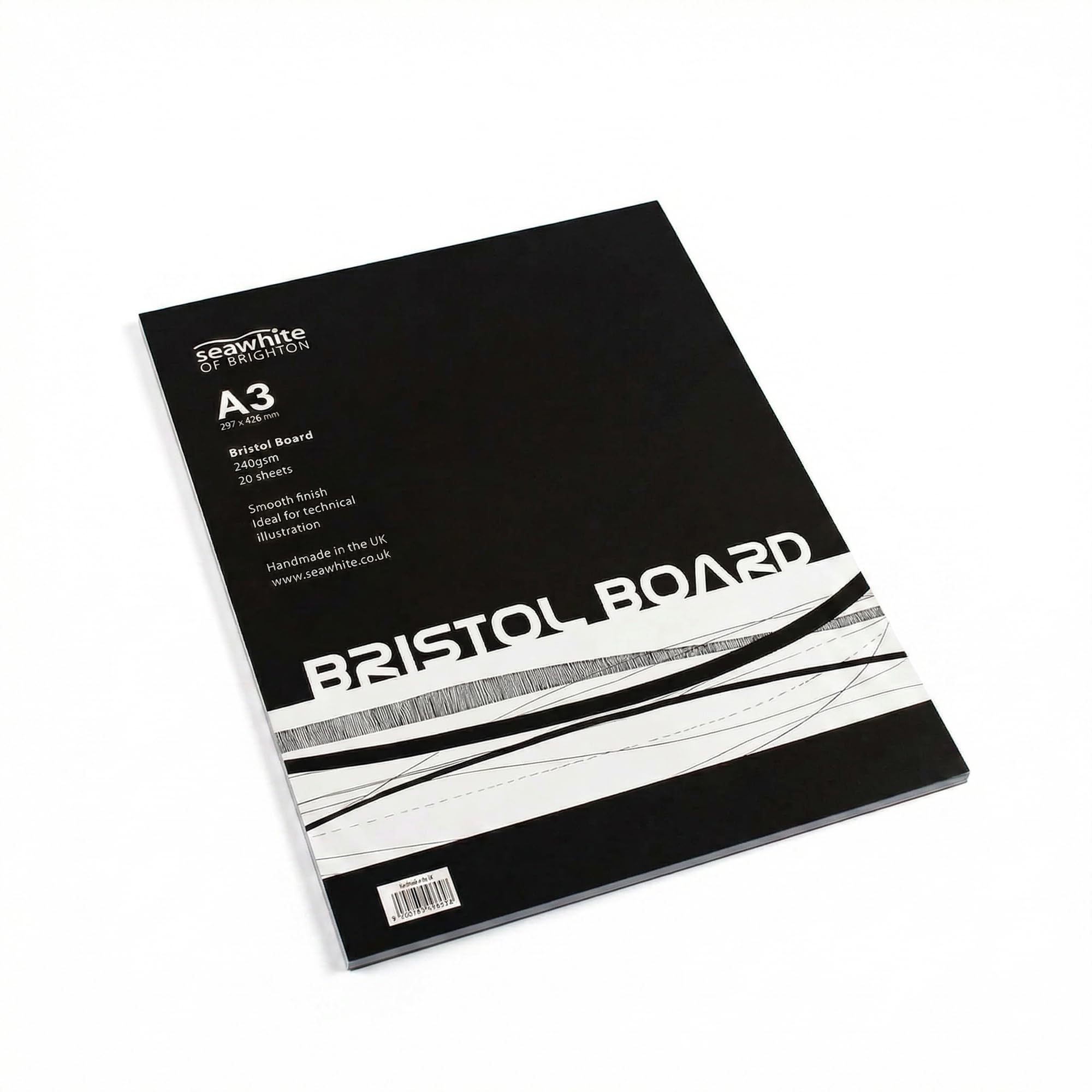 Seawhite of Brighton A3 Bristol Paper Pad – 240gsm Smooth Drawing Paper, 20 Sheets for Illustration, Ink & Marker – Strong Art Pad for Artists, Students & Classroom Use