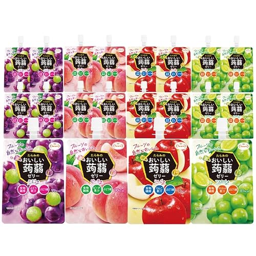 たらみ おいしい蒟蒻ゼリー 150g(便利なパウチタイプ)4種 24個セット (ぶどう味・ピーチ味・りんご味・マスカット味 各6個ずつ)