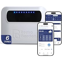Indoor Smart Sprinkler Controller 6 Zone, WiFi Automatic Irrigation Timer, Easy-Use App Remote Control, Flexible Programs, Save Water via Rain, Wind&Freeze Skip,Quick Install, with Alexa