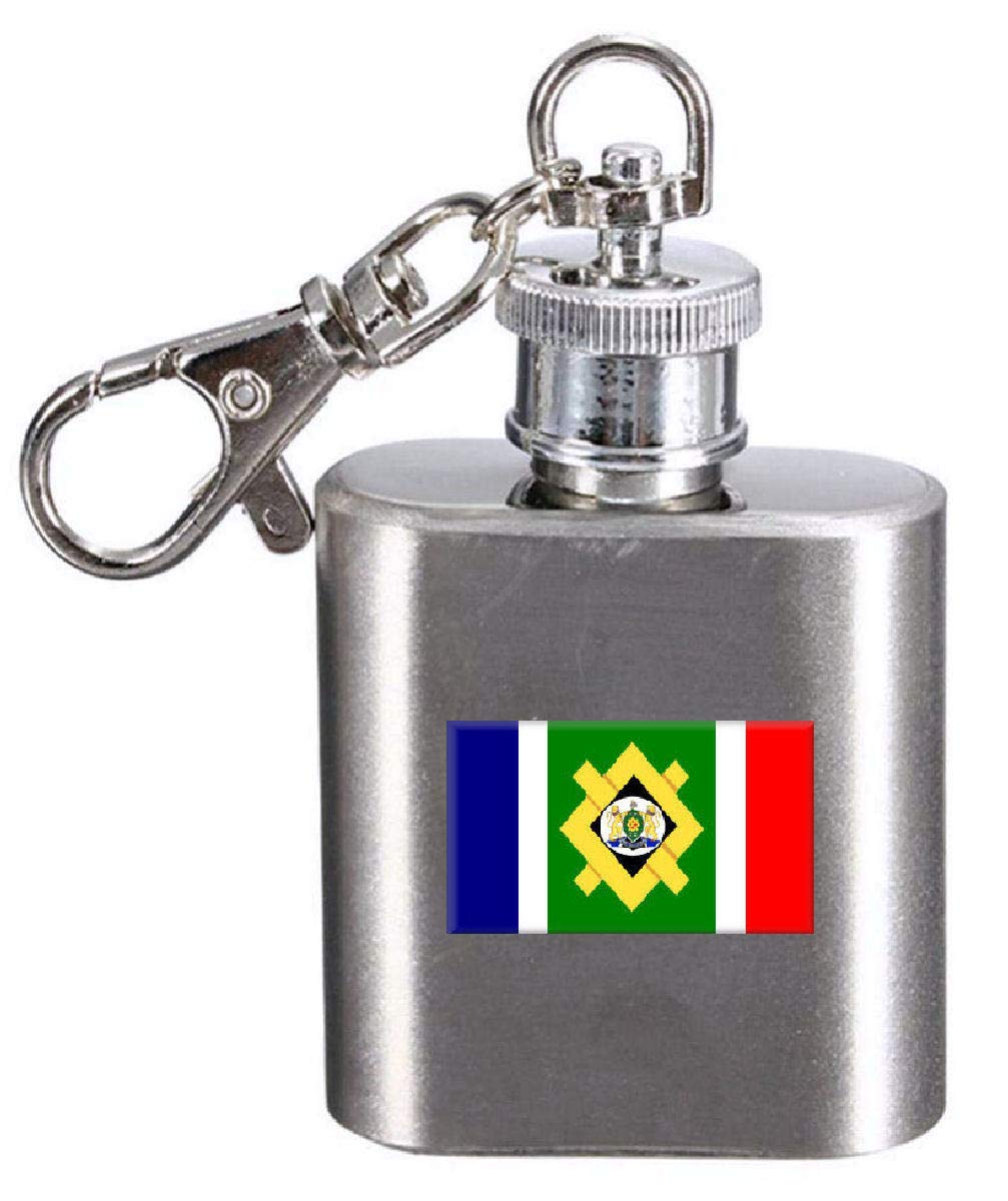 Flasque porte-clés gravé drapeau de Johannesburg finition luxe