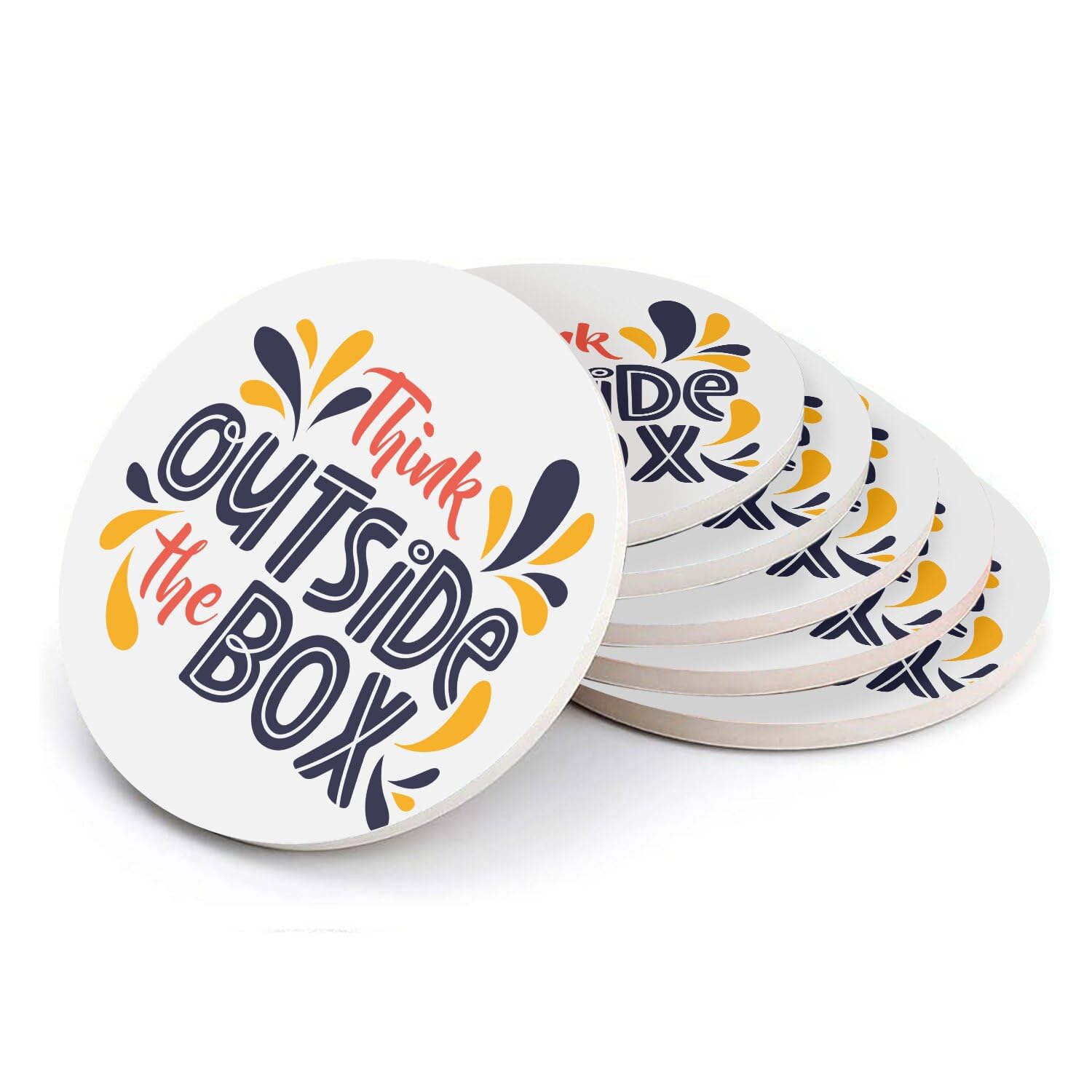 Sous verre ronds en céramique Think Outside The Box x6 pour table basse chic