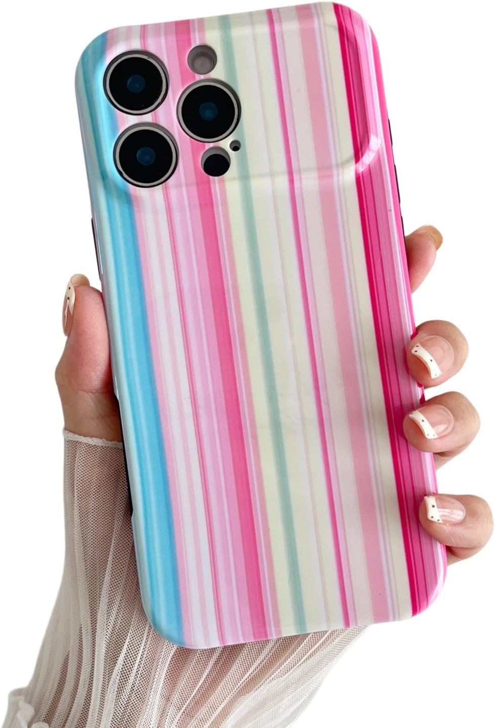 Compatible for iPhone 16 Pro Max Case Colorful Striped Phone Case