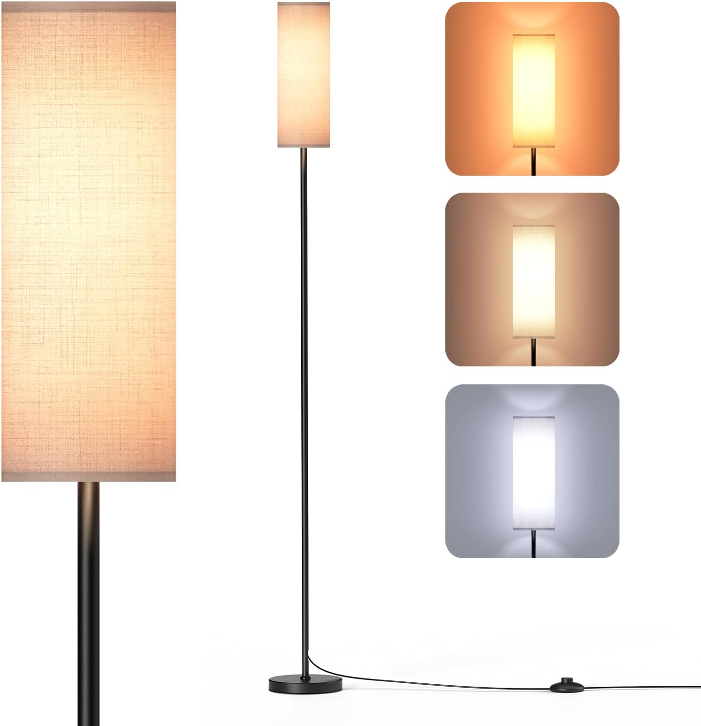 Lampadaire Moderne Hofstein - Pied Luminaire Nickel/Satiné/Blanc - Métal