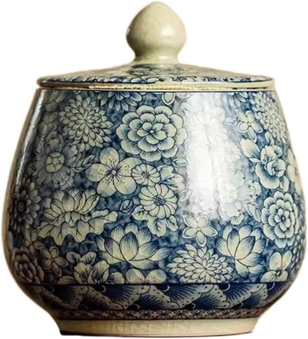 Ceramic Tea Caddy Small Sealed Jar Retro Zen Loose Leaf Tea Storage Jar Chinese Vintage Ru Kiln Storage Jar Tea Canister Tea Storage Container